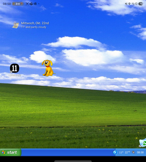 Der Launcher simuliert den Desktop von Windows XP äußerst detailgetreu. (Screenshot: Tobias Költzsch/Golem)